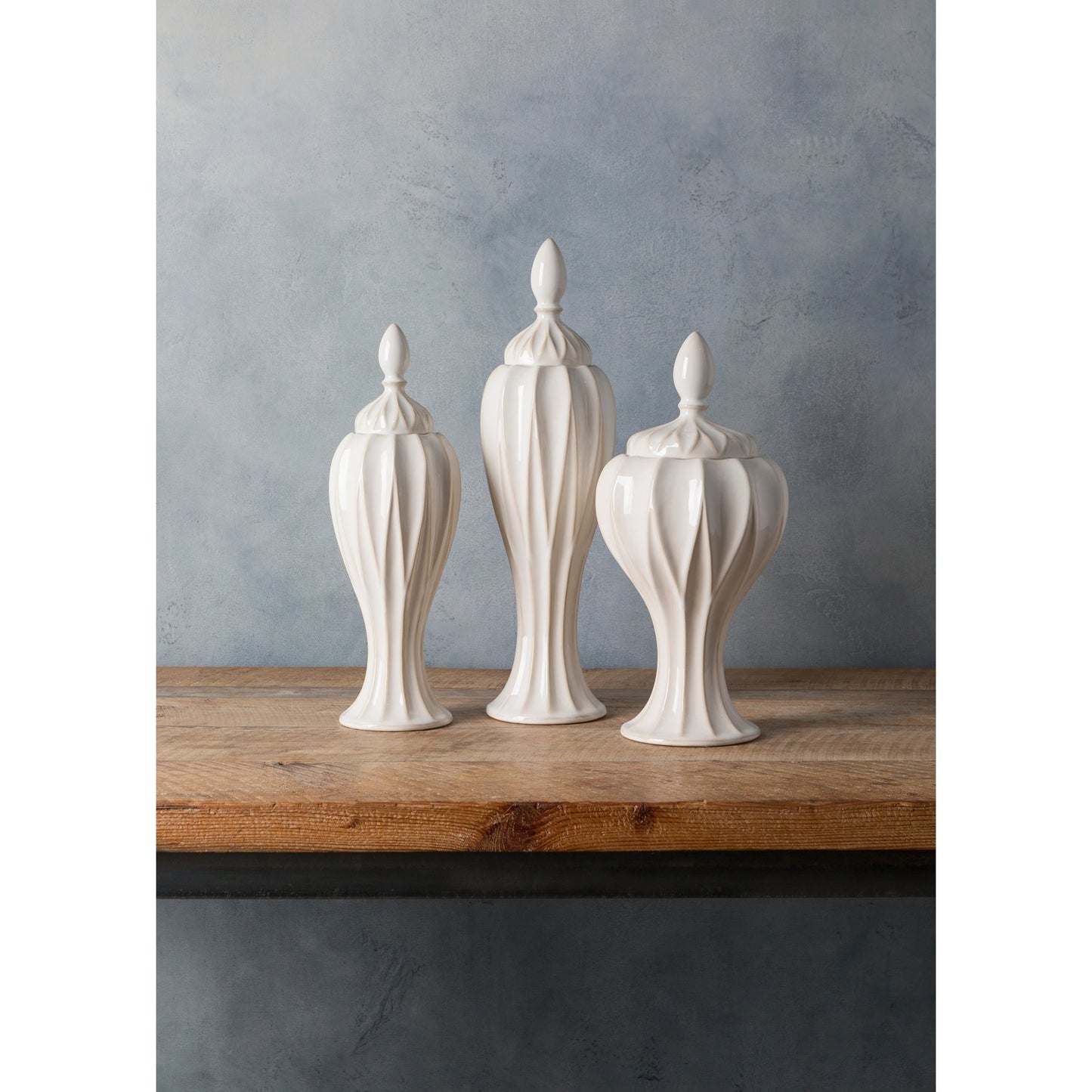 003 S-231417 | Lifestyle | Answorth - 19973 (Set of 3) by Livabliss in white and glazed. Made from ceramic in a modern style.