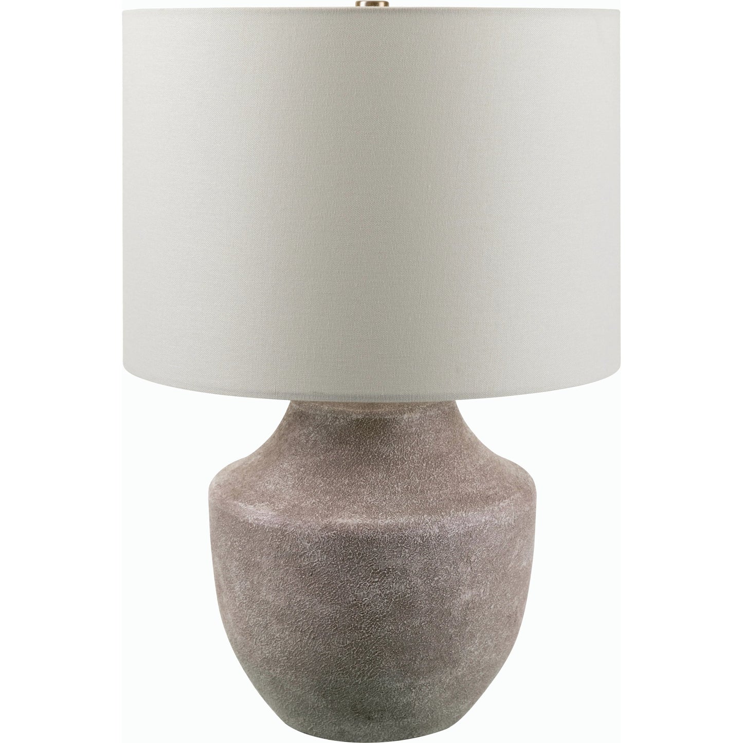 001 SI-2164800 | Primary Silo | Antoine Accent Table Lamp by Livabliss in body: light gray, shade: beige, finial: metallic - brass, harp: metallic - brass, cord: translucent and coloredplated. Made from resin, linen, polyester, iron in a modern style.