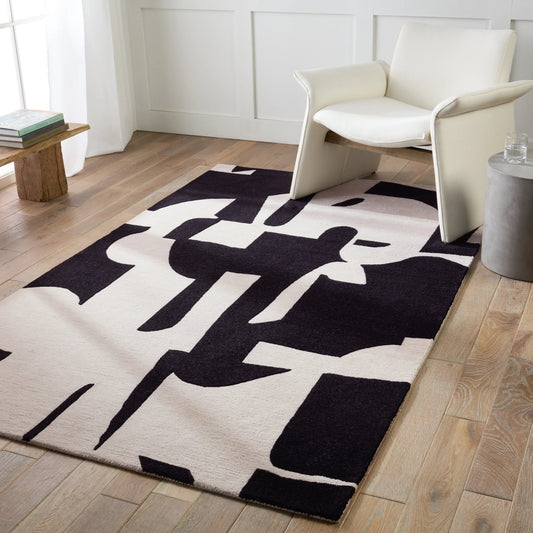 Anthem ANT01 Rug by Jaipur Living in black, cream. Made from 60% wool 40% viscose in a unique style.