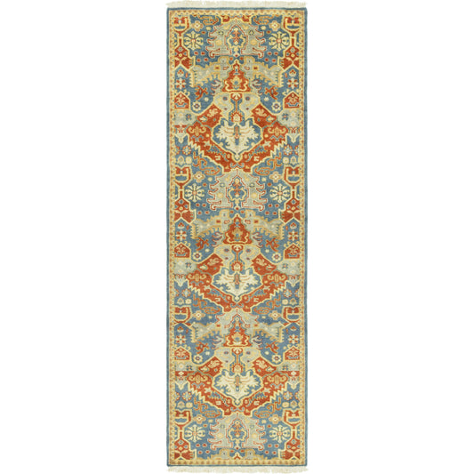 Antolya Rug - 12633 by Surya in blue, rust, sage, mustard, wheat. Made from 100% new zealand wool in a unique style.