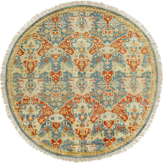 Antolya Rug - 12633 by Surya in blue, rust, sage, mustard, wheat. Made from 100% new zealand wool in a unique style.