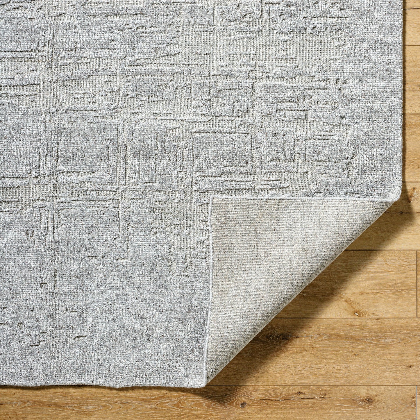 002 SI-2165585,SI-2165586,SI-2165587,SI-2165588,SI-2165589 | Closeup | Arbora Rug by Surya in slate, sterling grey, metallic - silver, light silver. Made from wool, rayon in a unique style.
