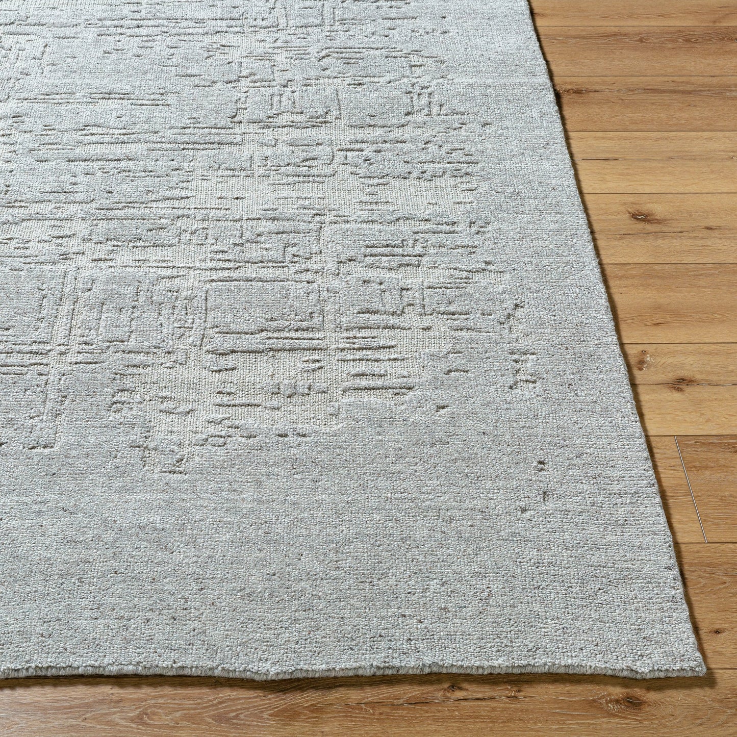 003 SI-2165585,SI-2165586,SI-2165587,SI-2165588,SI-2165589 | Closeup | Arbora Rug by Surya in slate, sterling grey, metallic - silver, light silver. Made from wool, rayon in a unique style.