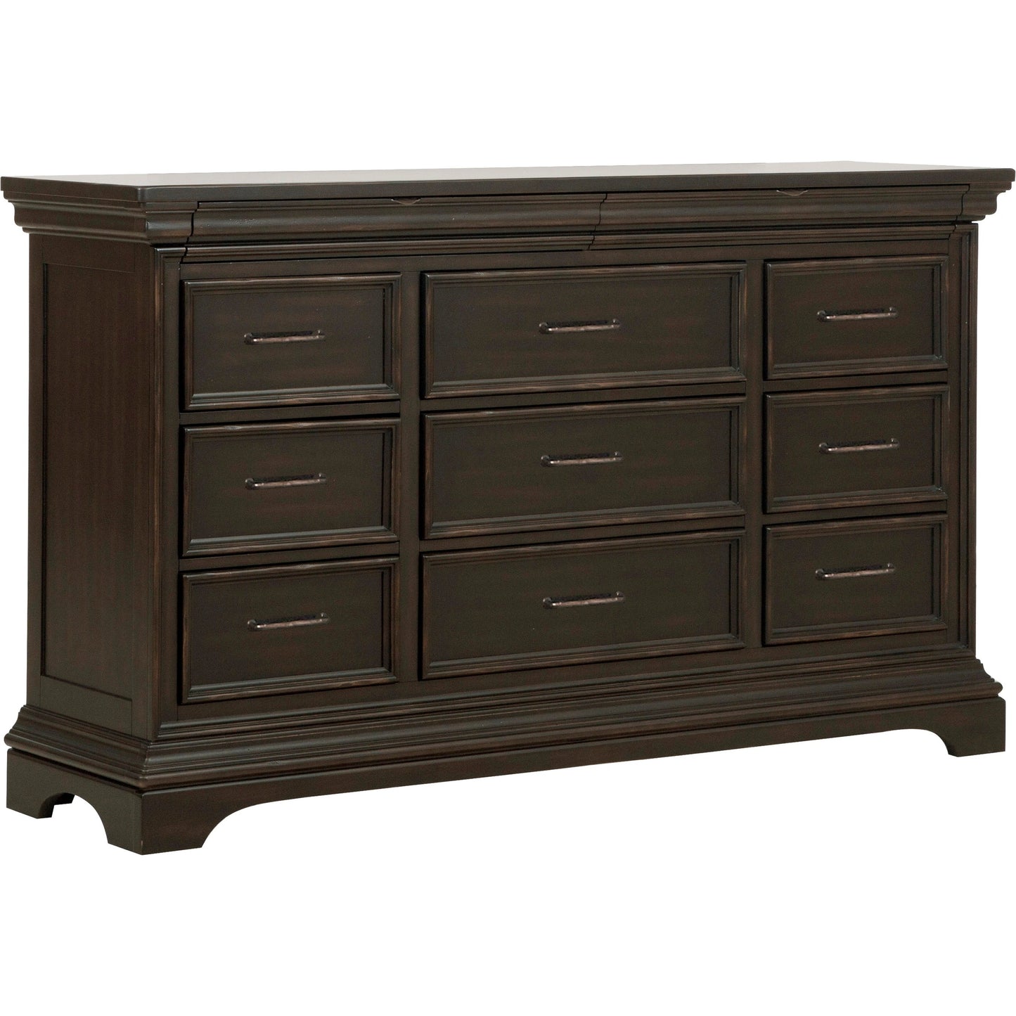 001 SI-2155450 | Primary Silo | Caldwell Dresser by Pulaski Furniture in deep brown. Made from acacia veneers, asian hardwood in a traditional style.