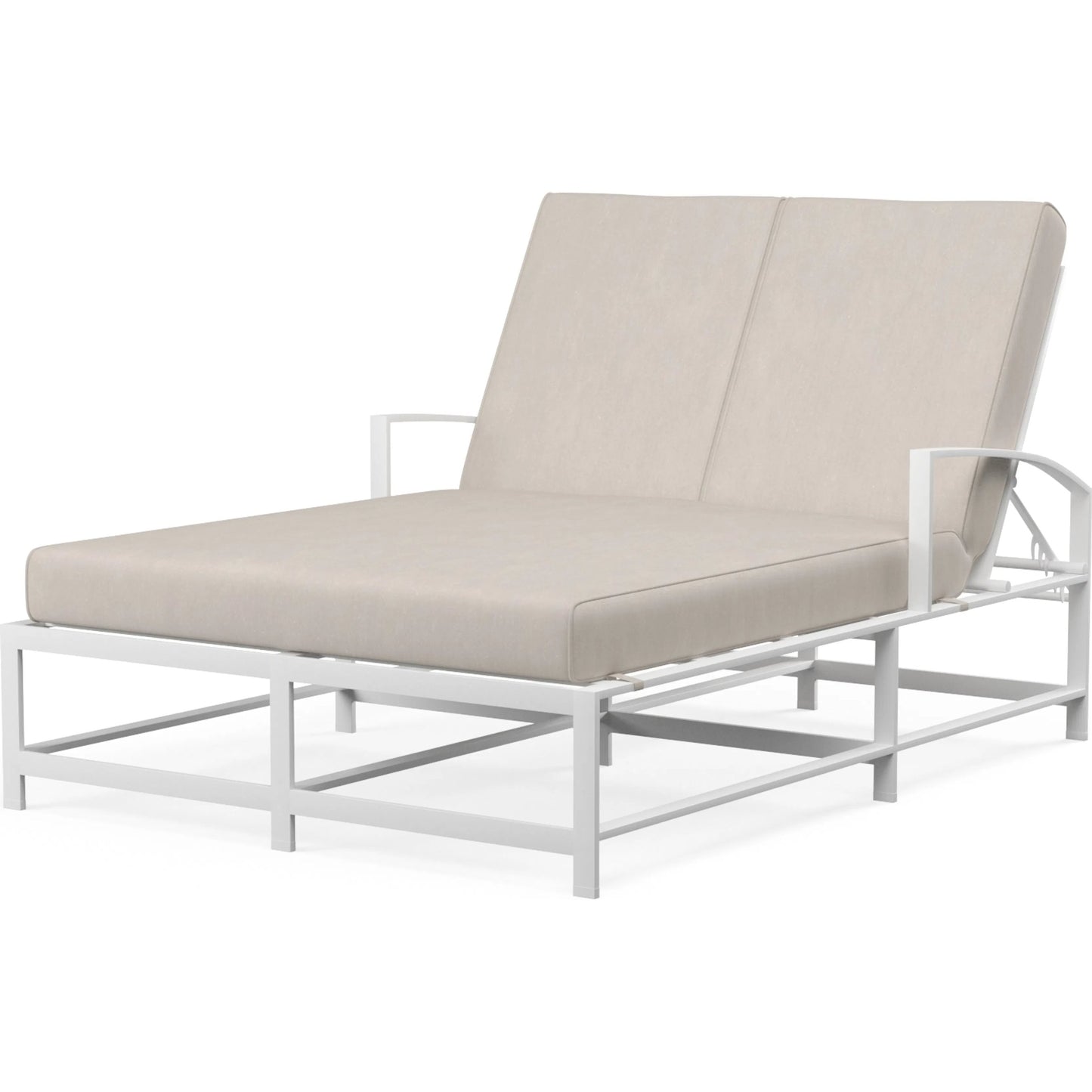 001 SI-2167199 | Primary Silo | Bristol Outdoor Double Chaise in Canvas Flax w/ Self Welt by Sunset West in white. Made from aluminum in a modern style.