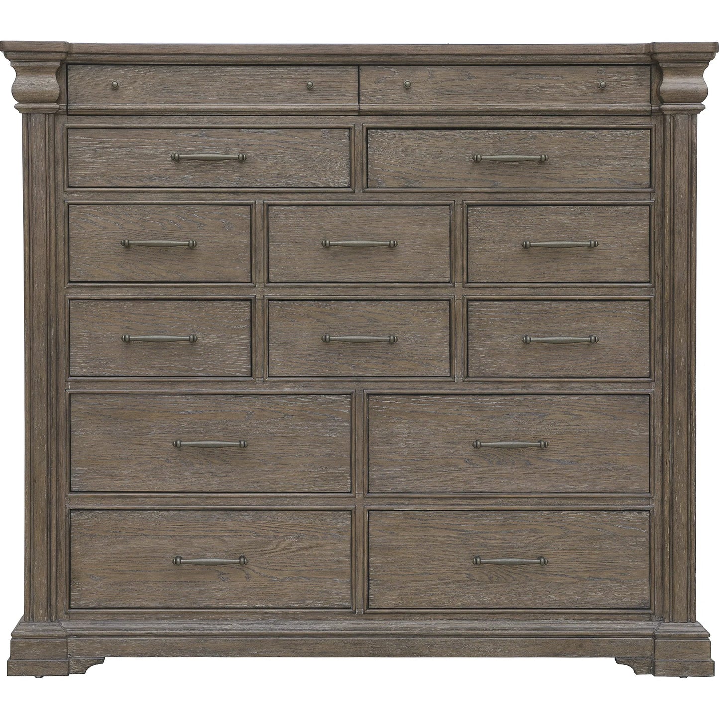 002 SI-2383583 | Additional Silo | Madison Ridge 14 Drawer Master Chest by Pulaski Furniture in natural bark. Made from flat-cut white oak wood veneers in a unique style.