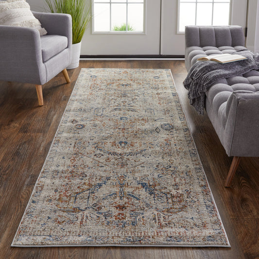 Kaia Transitional Rug - 39GJF by Feizy in tan, orange, red. Made from unique in a unique style.