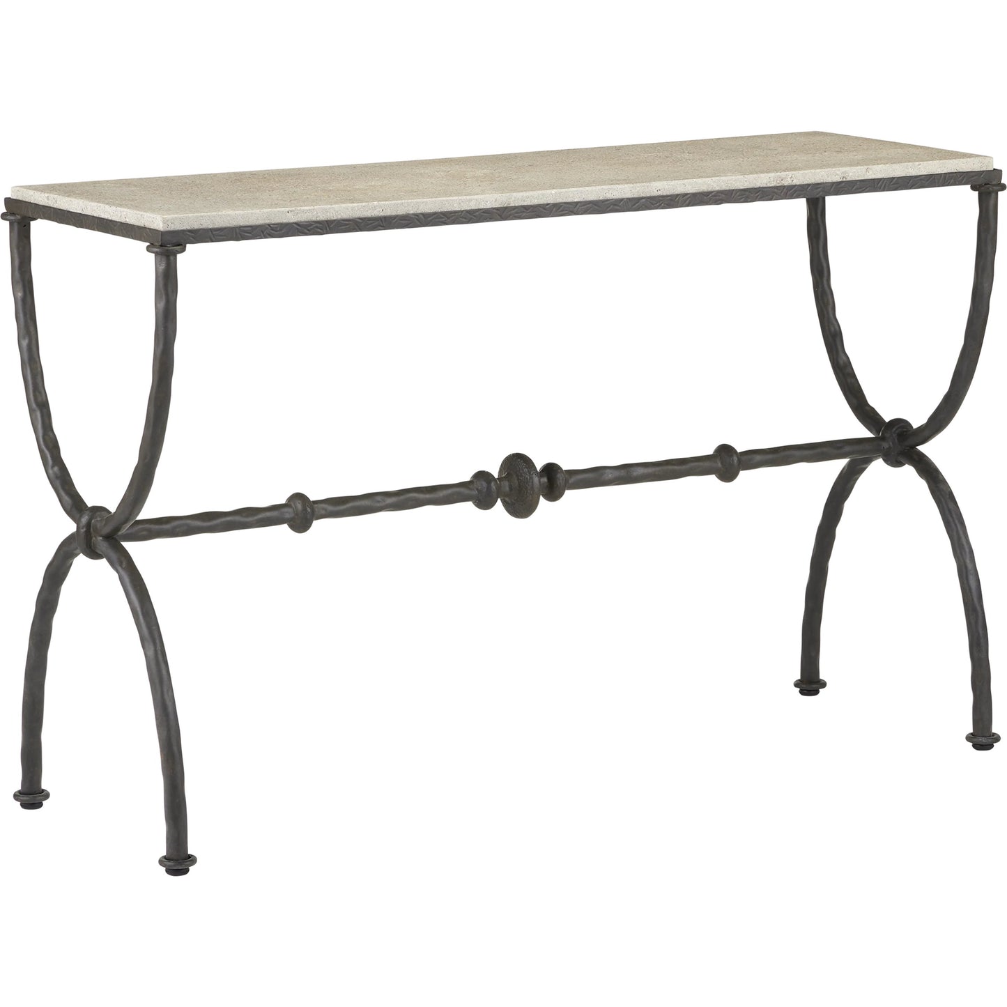 002 S-222857 | Primary Silo | Agora Console Table by Currey and Company in rustic bronze, polished. Made from wrought iron, concrete in a traditional style.