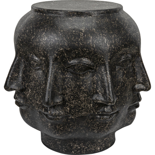 Multi-Face Stool by Noir in black fiber cement. Made from fiber cement in a eclectic & global style.
