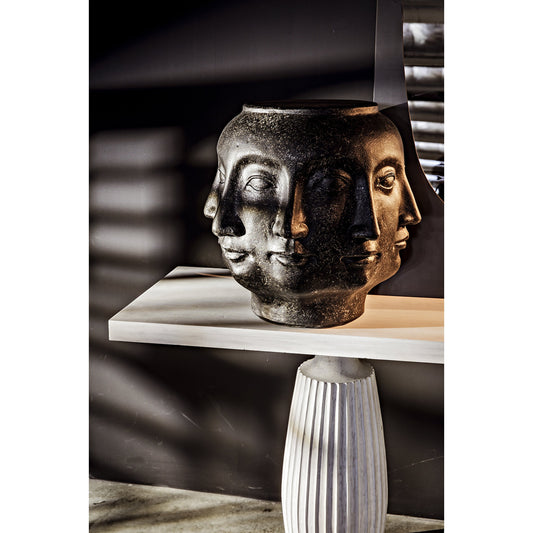 Multi-Face Stool by Noir in black fiber cement. Made from fiber cement in a eclectic & global style.