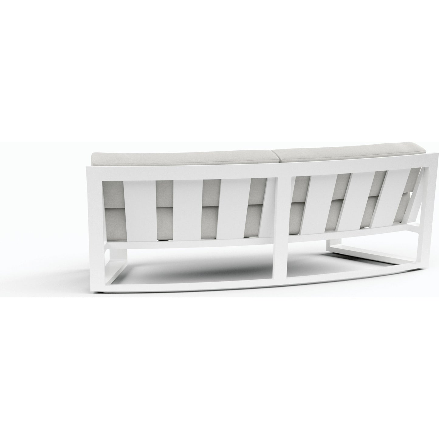 005 SI-2167144 | Additional Silo | Newport Outdoor Curved Sofa by Sunset West in frost. Made from aluminum in a modern style.