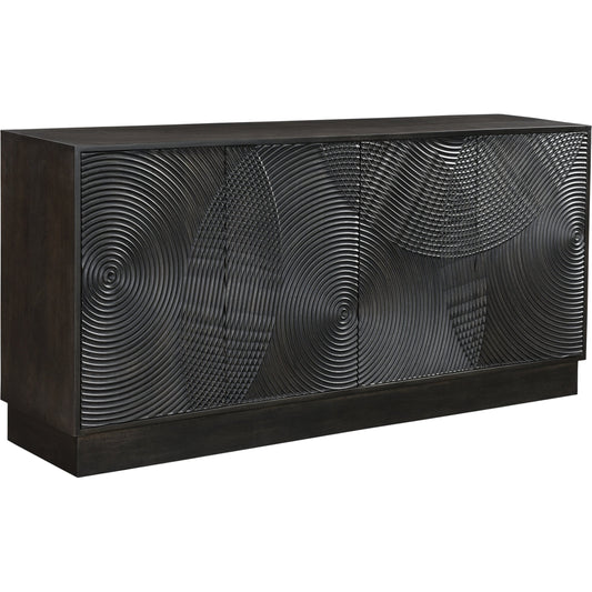 001 SI-2004420 | Primary Silo | Spiral Sideboard by LH Imports in black. Made from mango hardwood, mdf in a modern style.
