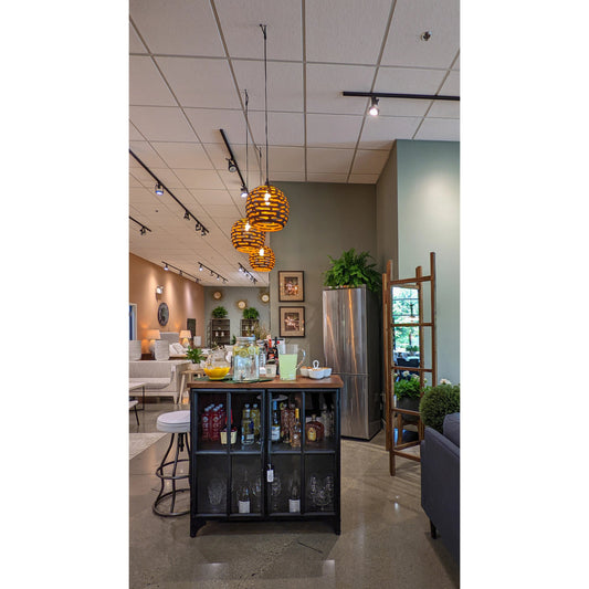 Tradition Two Door Sideboard by LH Imports in black and teak, black. Made from mango hardwood, reclaimed iron, glass in a modern style.