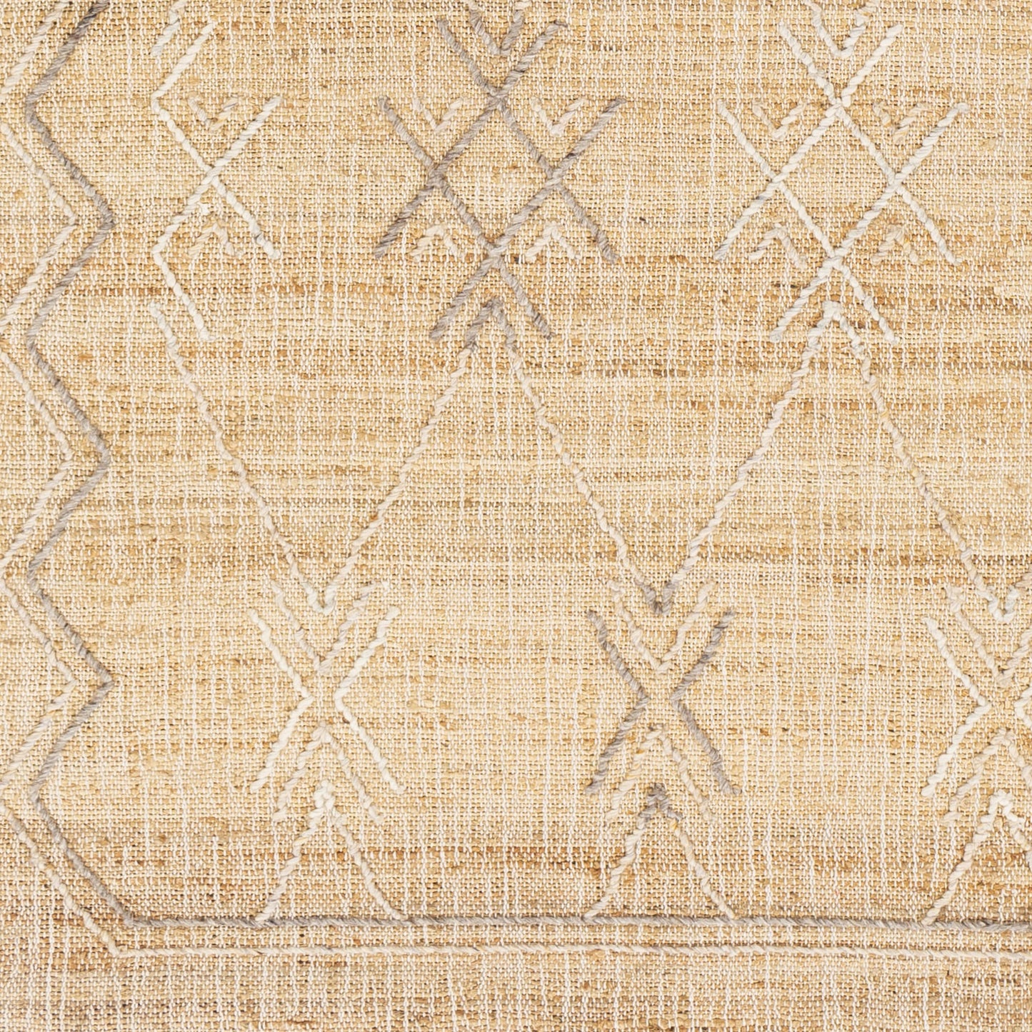 003 SR-756769,SR-756770 | Closeup | Arielle Rug - 24661 by Surya in beige, off-white, gray. Made from 65% jute, 20% wool, 15% polyester in a unique style.