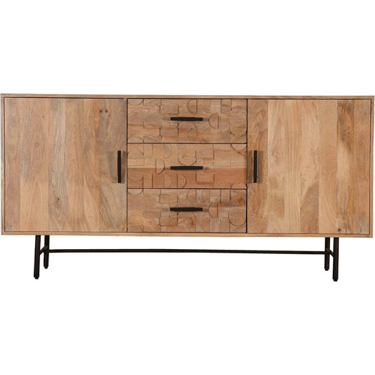 001 SI-2533484 | Primary Silo | Arithmetic Sideboard by LH Imports in brown and natural, antique bronze, antique brass. Made from mago wood, iron, plywood in a unique style.