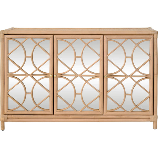 Aria Three Door Decorative Mirror Front Buffet by Worlds Away. Made from solid wood, mdf in a modern style.