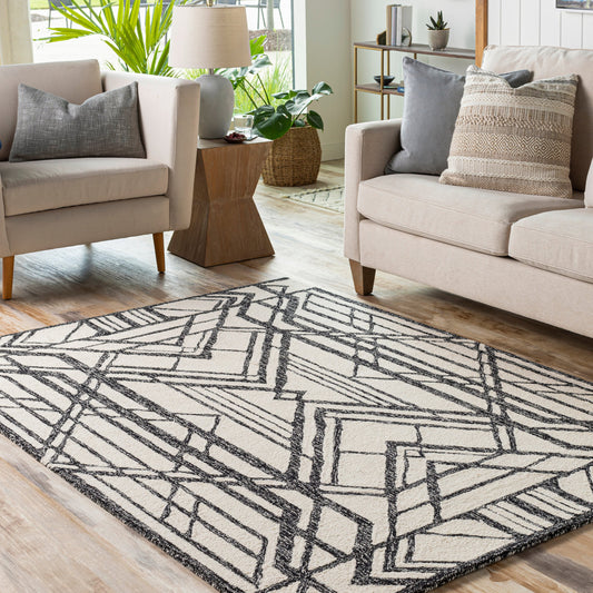 Arsenal Rug - 29509 by Livabliss in black, cream. Made from 100% wool in a unique style.