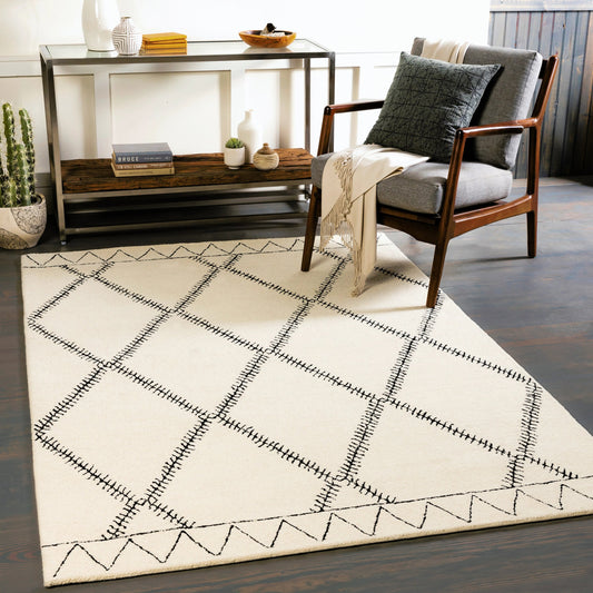Arsenal Rug - 29510 by Surya in cream, black. Made from 100% wool in a unique style.
