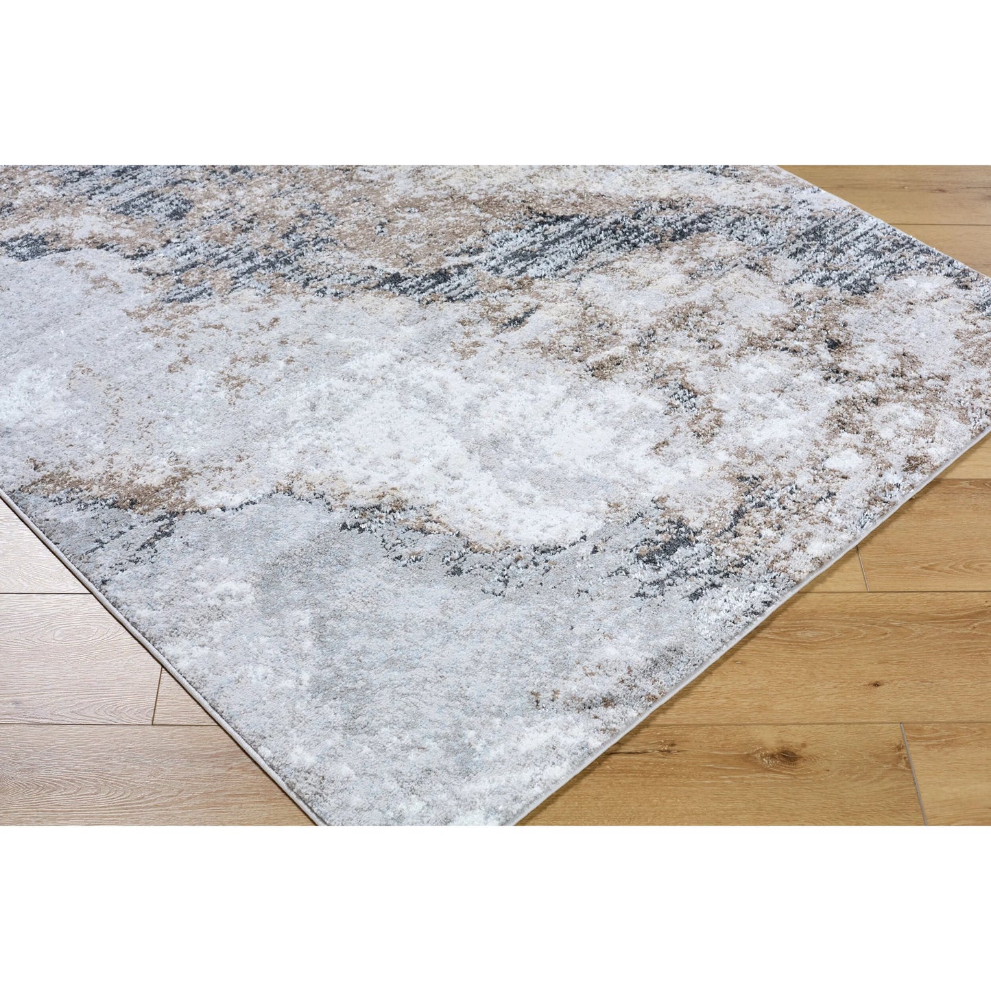 005 SI-2168903,SI-2168904,SI-2168905 | Closeup | Andorra Plus ARP-2317 Rug by Livabliss in light silver, silver, prairie dust, metallic - silver, nickel, sage. Made from polypropylene, polyester in a unique style.