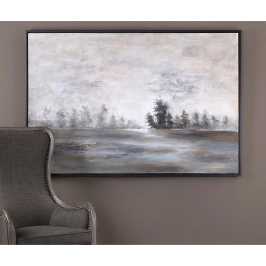 Evening Mist Landscape Art by Uttermost in multi. Made from pine, canvas, acrylic in a cottage & farmhouse style.