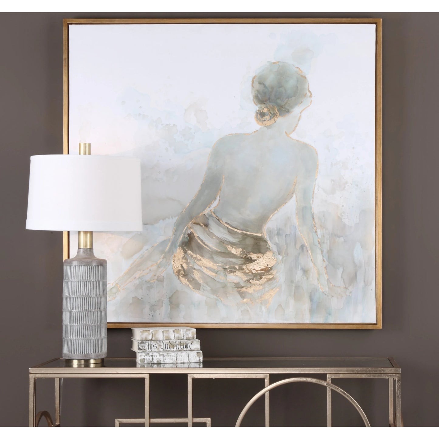 005 S-254071 | Lifestyle | Gold Highlights Feminine Art by Uttermost in multi and gold. Made from pine, canvas, acrylic in a transitional style.