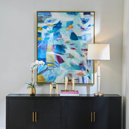 The Story of Water Abstract Art by Uttermost. Made from solid wood, canvas in a modern style.