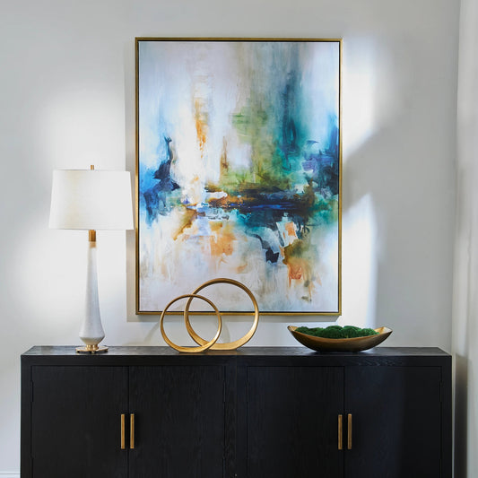 Excursion Framed Abstract Art by Uttermost. Made from solid wood, canvas in a modern style.