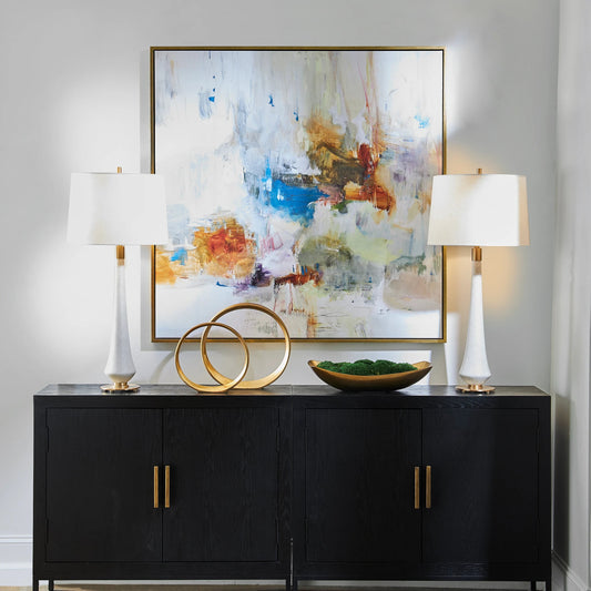 In the Beginning Framed Abstract Art by Uttermost. Made from solid wood, canvas in a modern style.