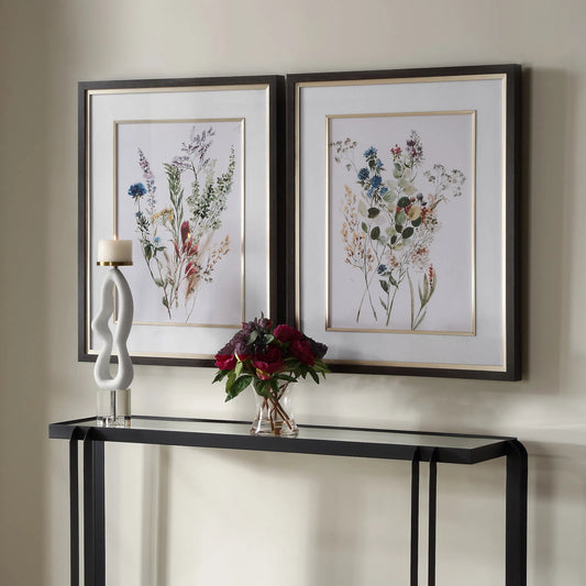 Delicate Flowers Framed Prints by Uttermost. Made from pine, plastic, glass, mdf, paper in a transitional style.