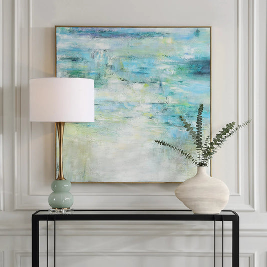 Blissful Hand Painted Abstract Art by Uttermost. Made from fir wood, canvas, plastic, mdf in a transitional style.