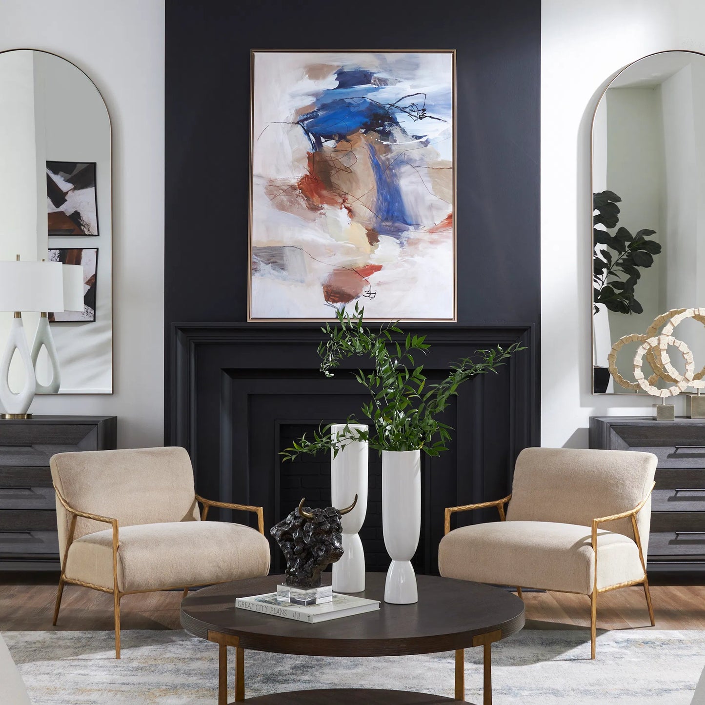 003 SI-2262492 | Lifestyle | Subtle Nuances Framed Abstract Art by Uttermost. Made from solid wood, canvas in a eclectic & global style.