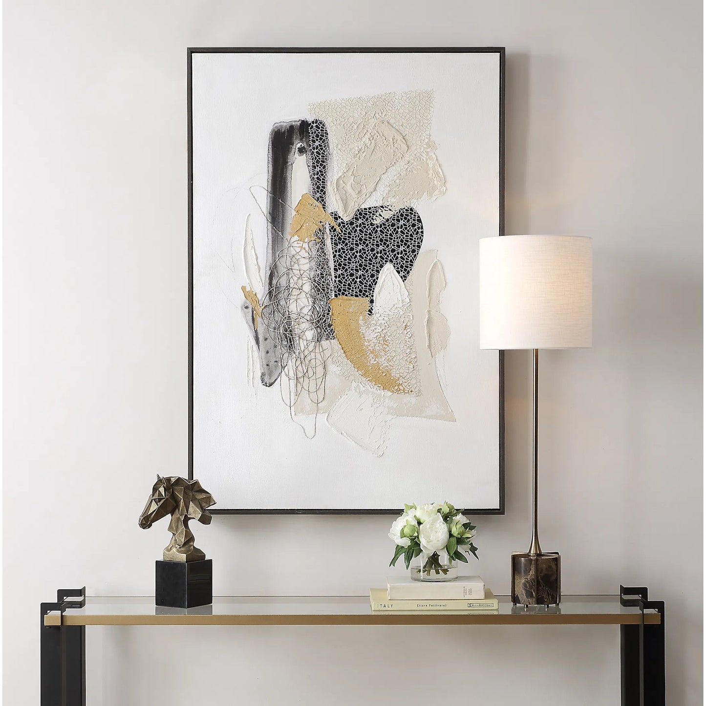 004 SI-2295316 | Lifestyle | Scatter Abstract Hand Painted Canvas Art by Uttermost. Made from canvas, pine wood, acrylic in a transitional style.