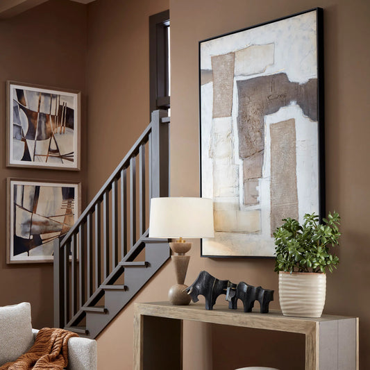 Interference Hand Painted Canvas by Uttermost. Made from canvas, pine wood, plastic frame, mdf in a transitional style.