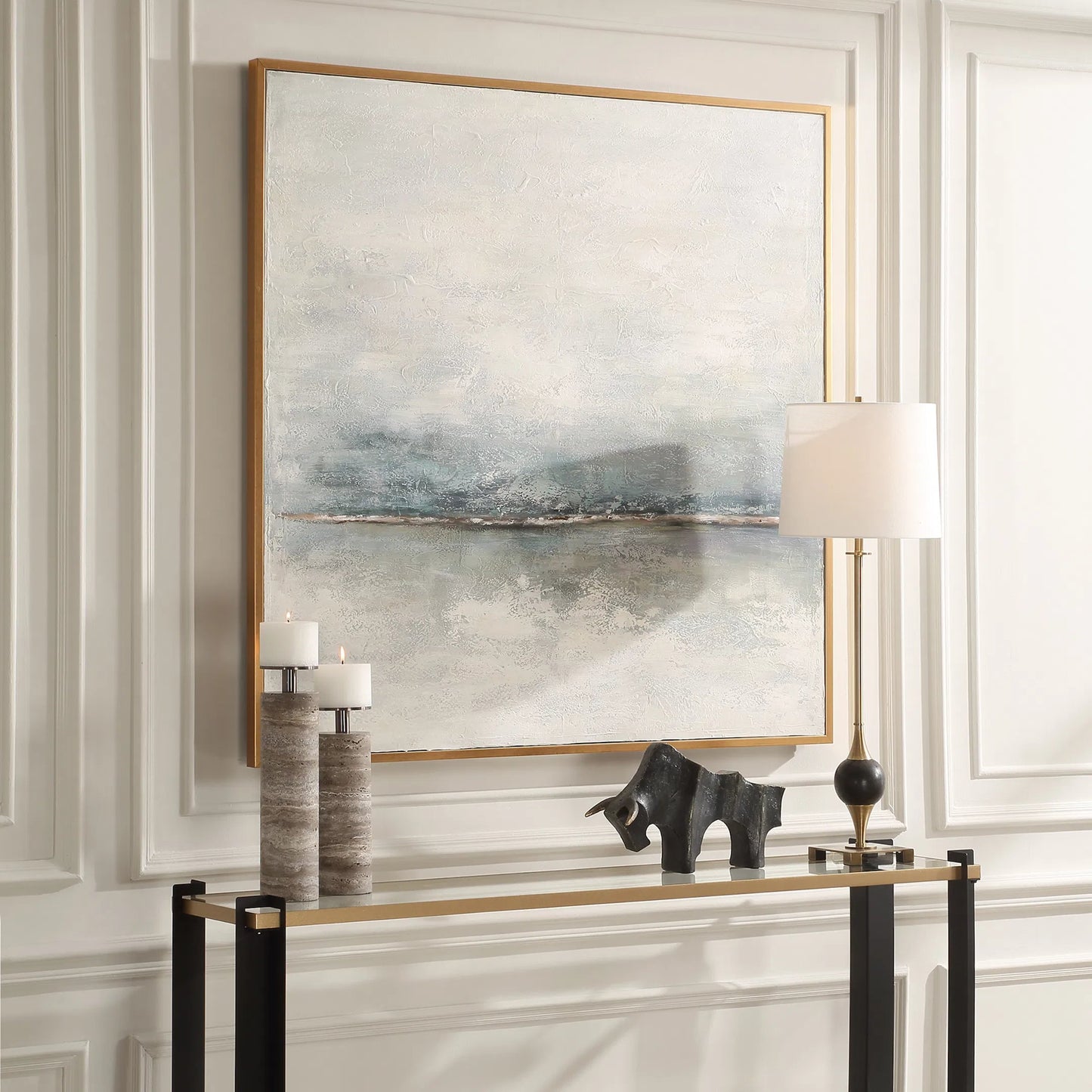 008 SI-2295318 | Lifestyle | Foggy Morning Abstract Art by Uttermost. Made from pinewood, canvas, mdf in a unique style.