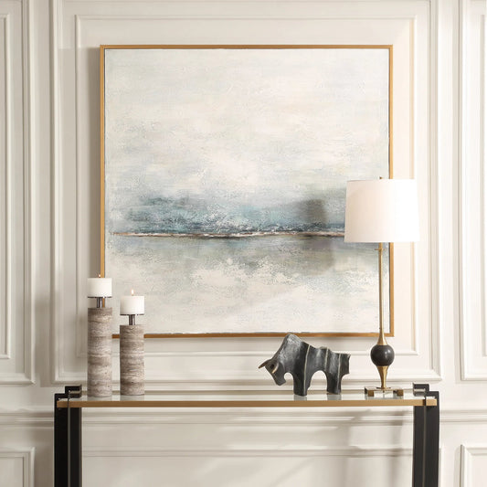 Foggy Morning Abstract Art by Uttermost. Made from pinewood, canvas, mdf in a transitional style.