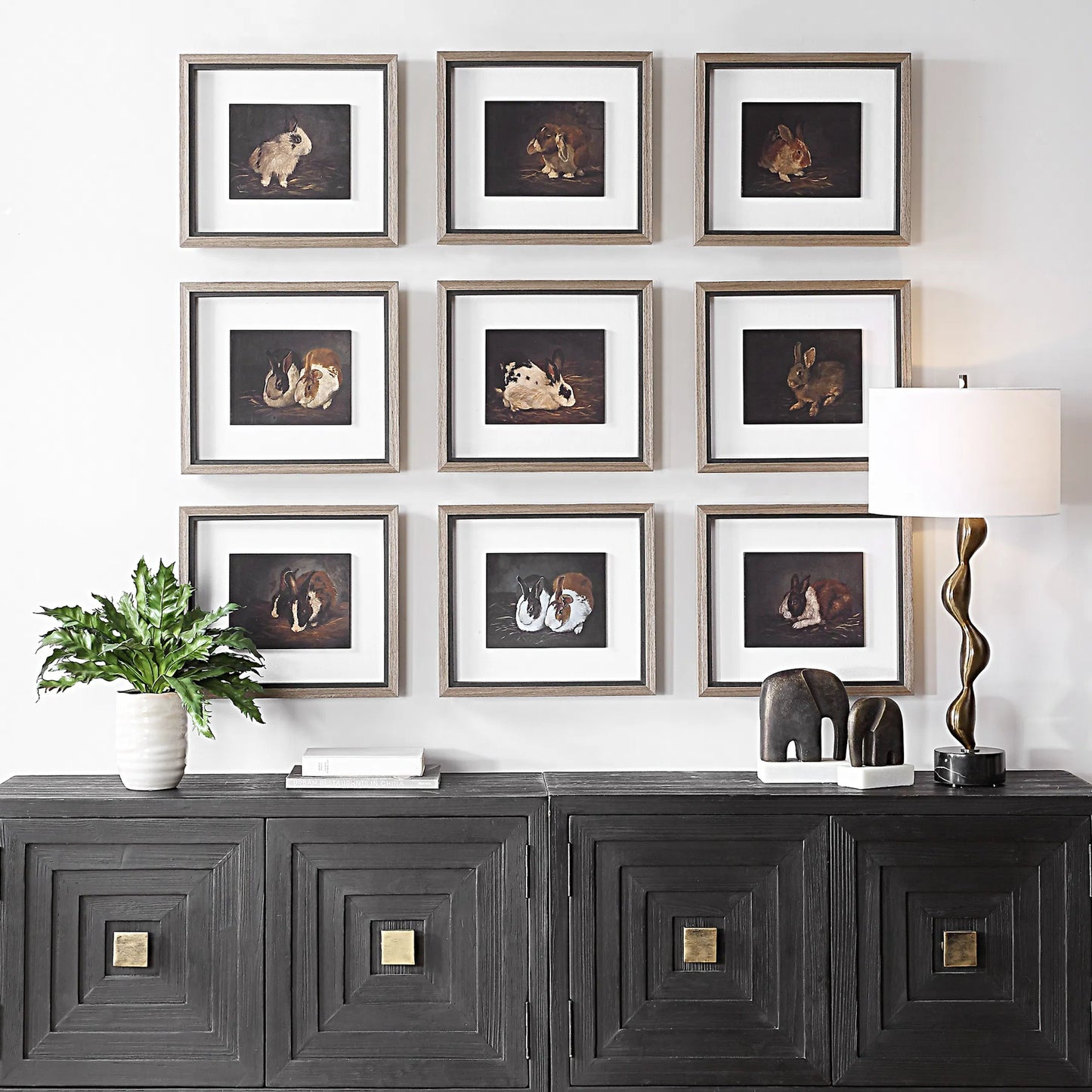 001 SI-2295328 | Lifestyle | Resting Bunny Framed Prints by Uttermost. Made from plastic, mdf, linen, paper in a cottage & farmhouse style.