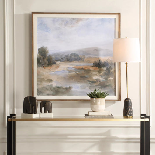 River Afternoon Landscape Print by Uttermost. Made from pine, mdf, linen, paper in a cottage & farmhouse style.