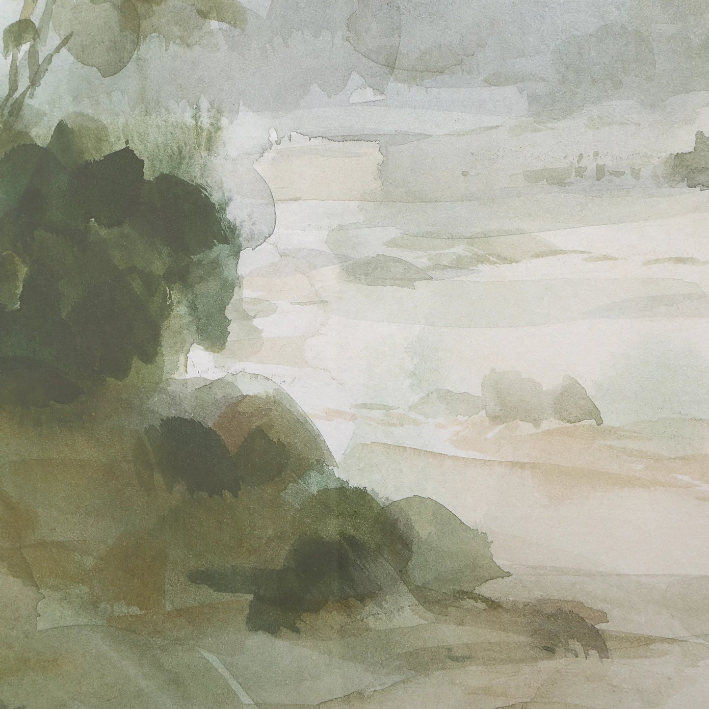 005 SI-2295323 | Closeup | Verdant Watercolor Landscape Print by Uttermost. Made from pine, mdf, glass, paper, veneer in a transitional style.