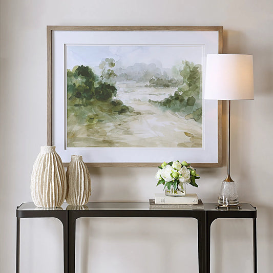 Verdant Watercolor Landscape Print by Uttermost. Made from pine, mdf, glass, paper, veneer in a transitional style.