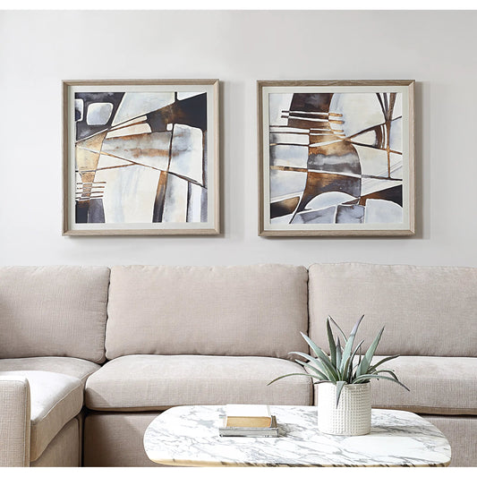 Vetrina Framed Abstract Prints by Uttermost. Made from pine, mdf, veneer, paper, linen in a eclectic & global style.