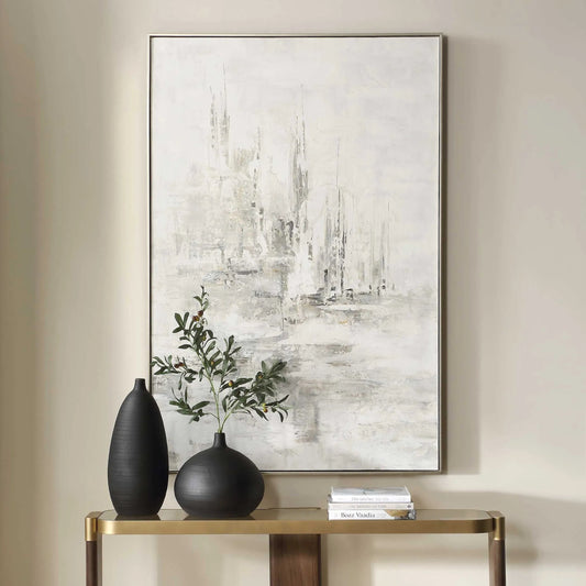 Hours in Silence Abstract Art by Uttermost in gold. Made from canvas, pine wood, mdf, acrylic in a transitional style.