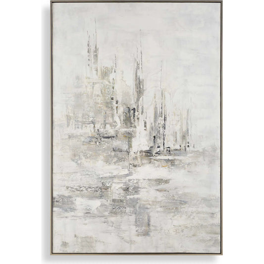 Hours in Silence Abstract Art by Uttermost in gold. Made from canvas, pine wood, mdf, acrylic in a transitional style.