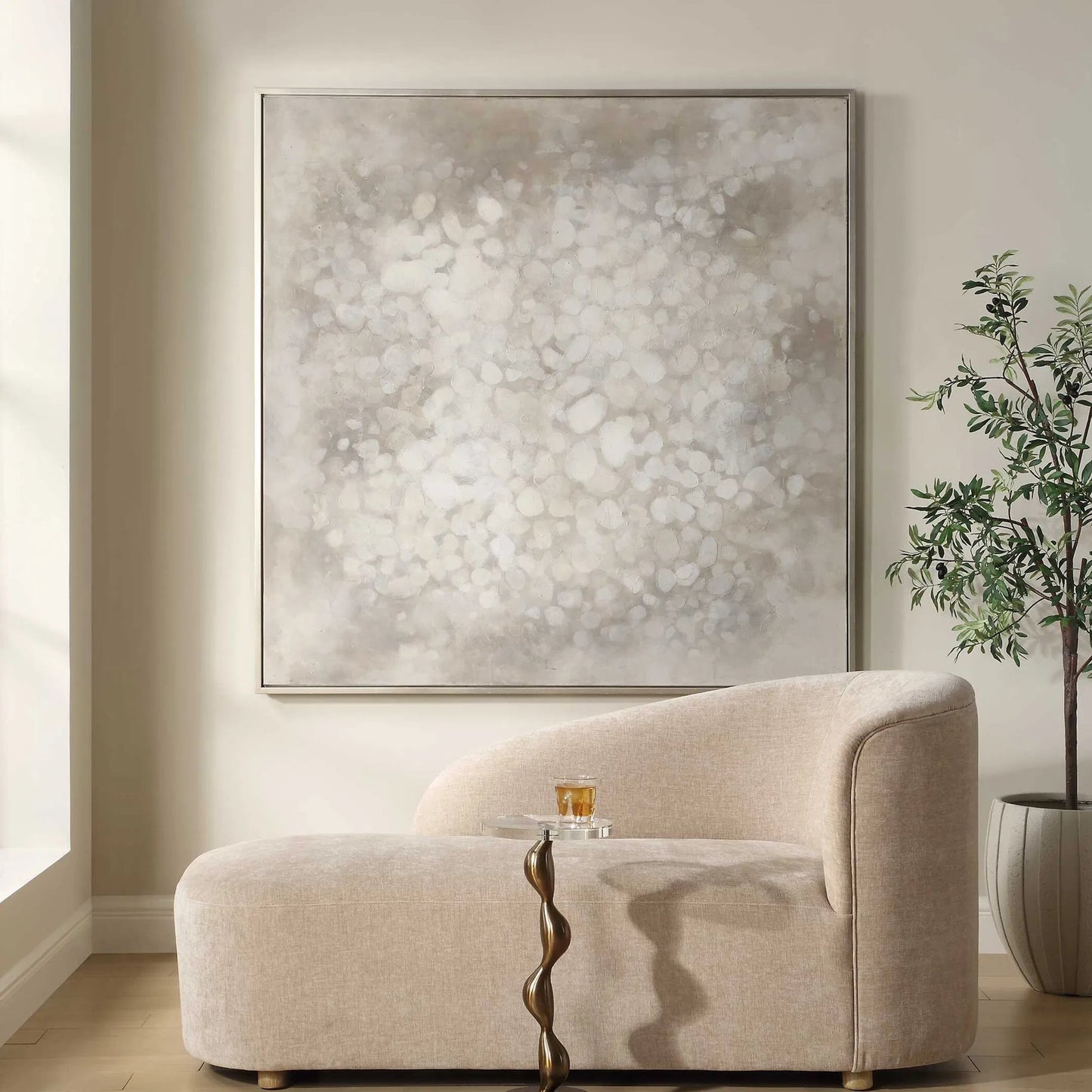004 SI-2386726 | Lifestyle | Out of Focus Framed Abstract Art by Uttermost in champagne gold. Made from canvas, pine wood, mdf, acrylic in a transitional style.