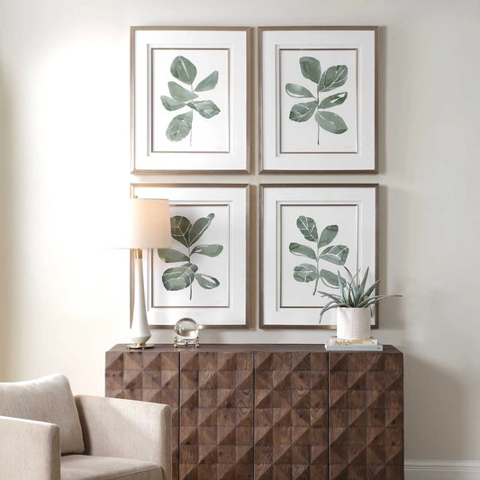 Fiddle Head Leaf Botanical Prints by Uttermost in gold. Made from plastic, mdf, glass, paper in a transitional style.