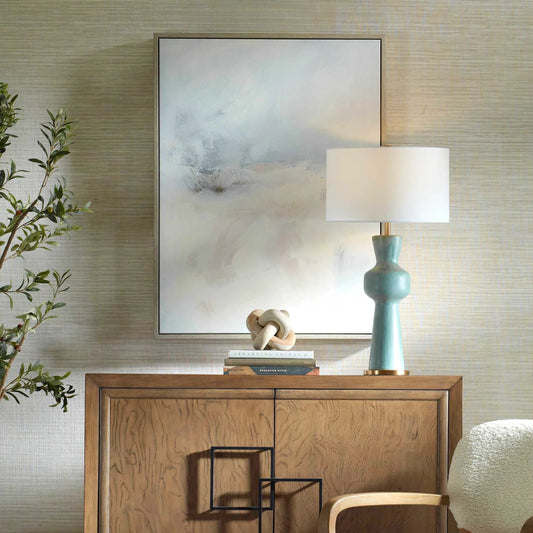 Simple Serenity Framed Abstract Art by Uttermost in gray wash. Made from solid wood, canvas in a transitional style.