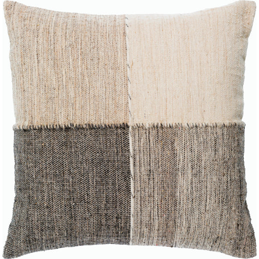 Bartram Pillow - 516424 by Surya in cream, brown, charcoal, light brown. Made from wool, cotton in a cottage & farmhouse style.