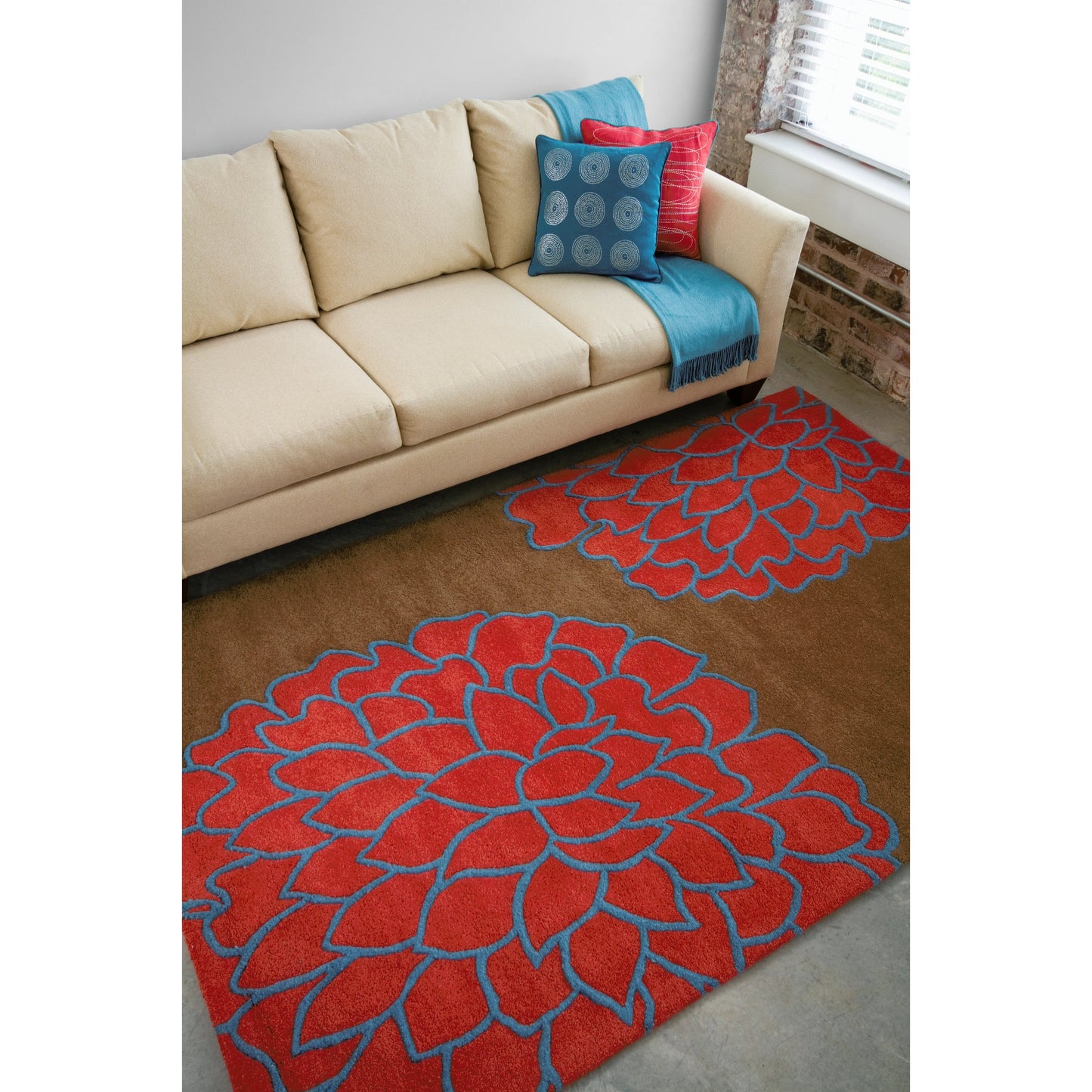 004 17572-2271 | Lifestyle | Artist Studio Rug - 236 by Surya in dark brown, burgandy, blue. Made from 100% new zealand wool in a unique style.