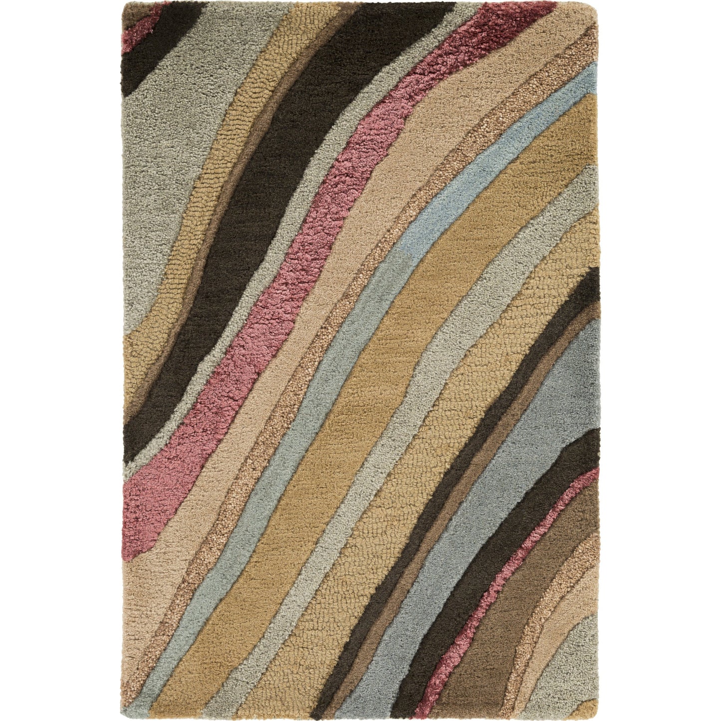 001 17577-2265 | Primary Silo | Artist Studio Rug - 1143 by Surya in medium brown, burgandy, beige, taupe, mustard. Made from 100% new zealand wool in a unique style.