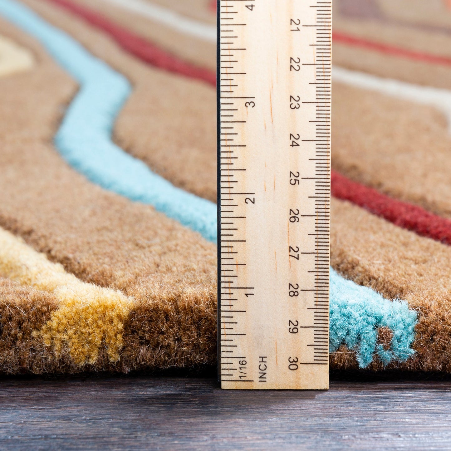 007 17577-2265,17577-2266,17577-2267,17577-2268,17577-2270,17577-2271 | Closeup | Artist Studio Rug - 1143 by Surya in medium brown, burgandy, beige, taupe, mustard. Made from 100% new zealand wool in a unique style.
