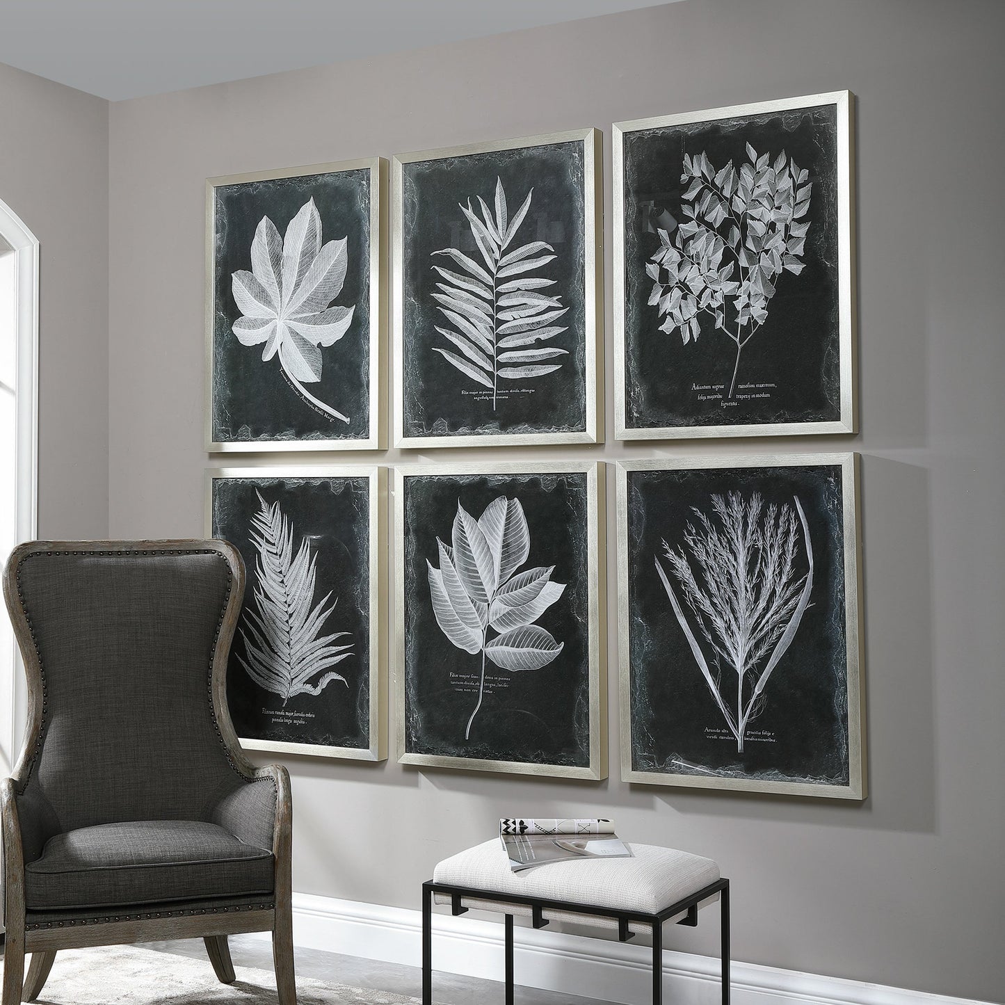 004 S-253998 | Lifestyle | Foliage Framed Prints (Set of 6) by Uttermost in multi. Made from plastic, glass in a cottage & farmhouse style.